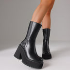 Platform Ankle Boots for Women Chunky Block Heel – side profile