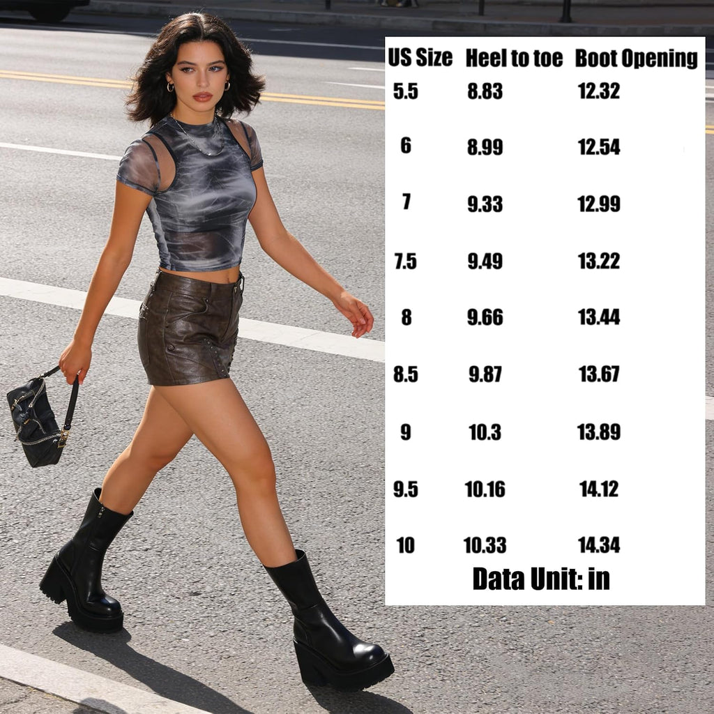 Platform Ankle Boots for Women Chunky Block Heel – close-up upper detail