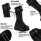 Platform Boots for Women Mid Calf Rave Goth Boot – side profile