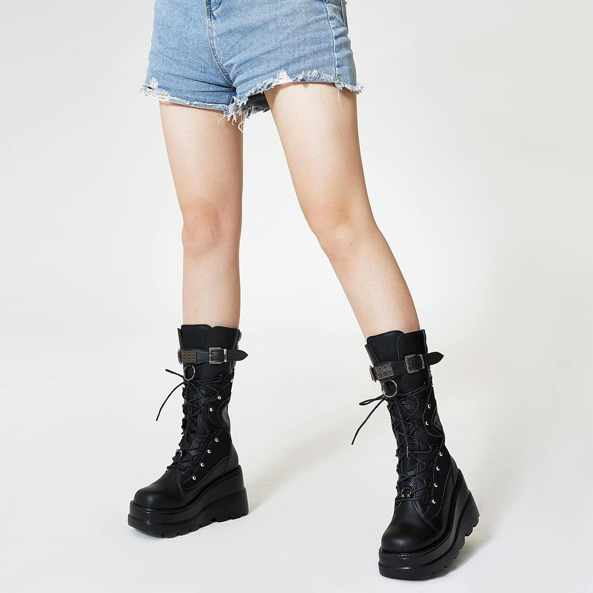 Platform Boots for Women Mid Calf Rave Goth Boot – sole and heel detail