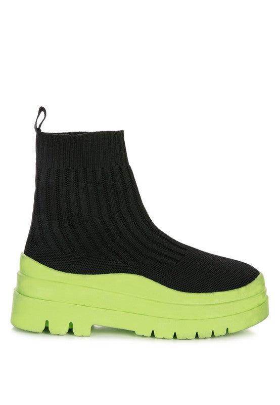 Rag Company black knit boots with platform for stylish comfort