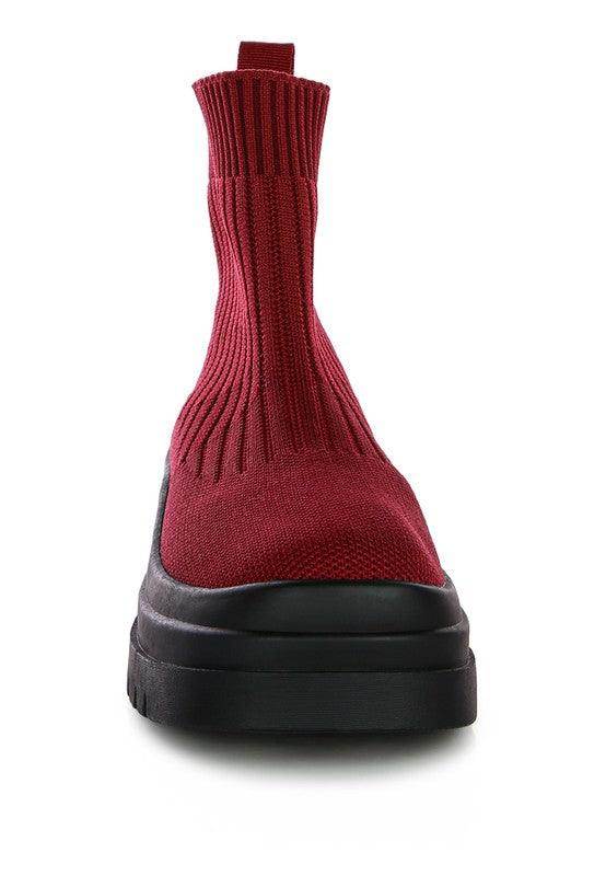 Women's red Rag Company boots with platform for stylish comfort