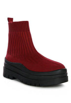 Rag Company women's red knitted boots with platform for stylish comfort