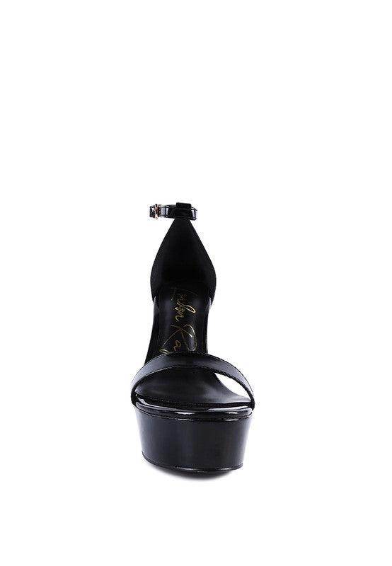 Rag Company sleek black platform heels for summer with adjustable ankle strap and stylish design