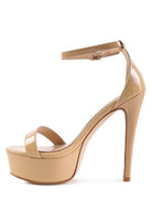 Rag Company Stylish Beige Platform Heels for Summer with Strappy Design and High Gloss Finish