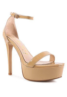 Rag Company Women's Platform Heels for Summer in Nude with Elegant Ankle Strap and Stiletto Design