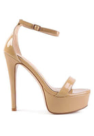 Rag Company Nude Platform Heels for Summer with Ankle Strap and Stiletto Design