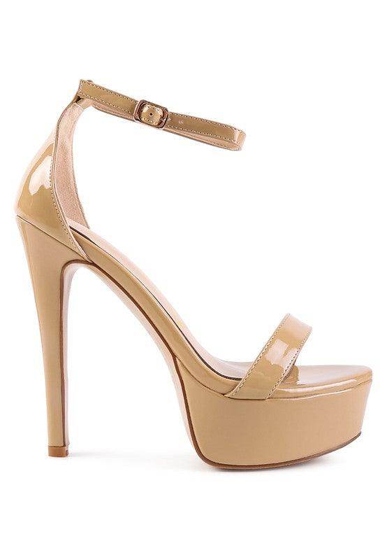 Rag Company Nude Platform Heels for Summer with Ankle Strap and Stiletto Design