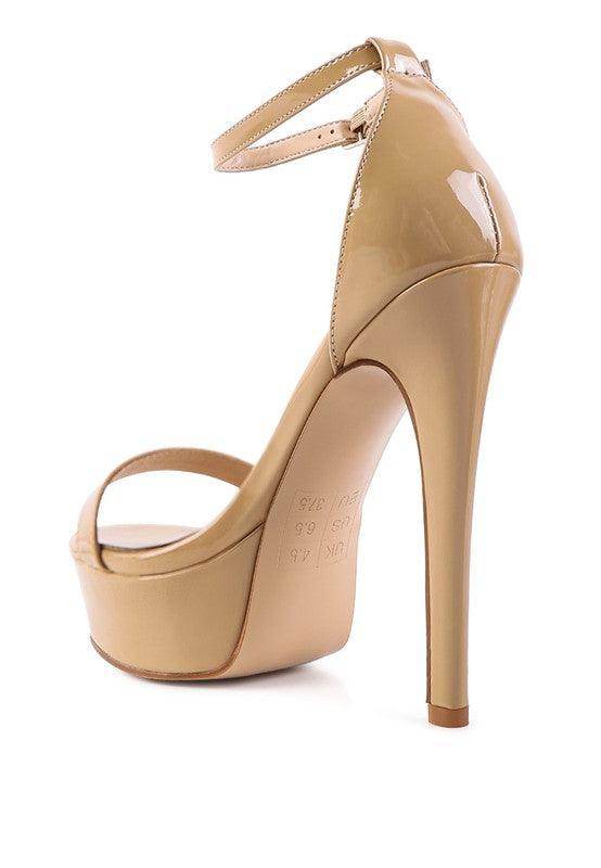 Rag Company Women's Platform Heels for Summer in Nude with Adjustable Ankle Strap