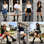 Platform Knee High Boots Elastic Wedge Chunky Heel Tall Boots – close-up upper detail