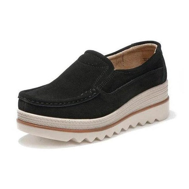 VacationGrabs Women's Flats in Black with Platform Slip-Ons for Travel Comfort and Style