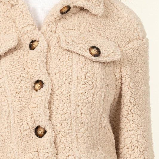 Women's Coats & Jackets Play It Right Teddy Button Down Jacket