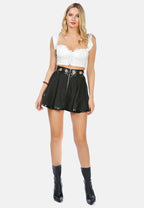 Pleat Detail Tie-Up Crop Top