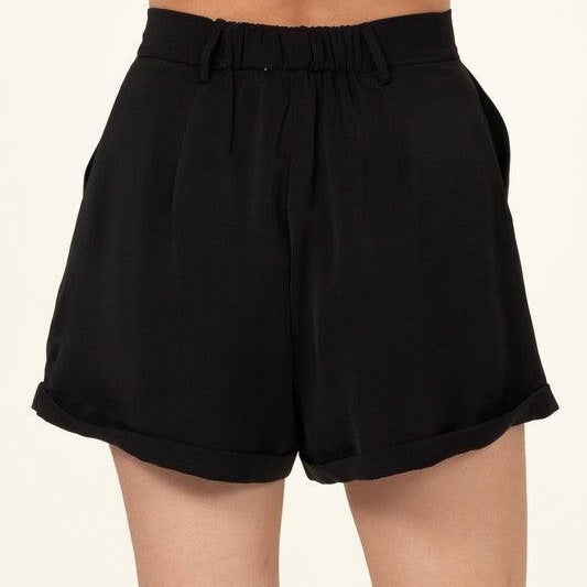 Women's Shorts Pleated Cuff Hem Shorts