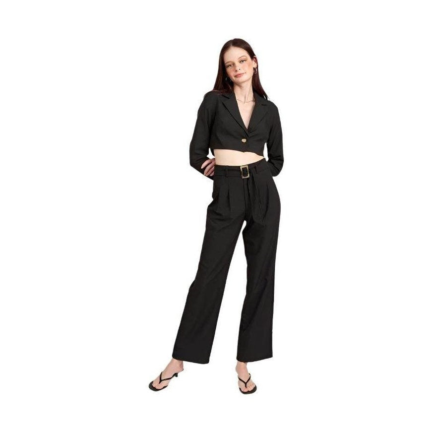 Pleated Side Leg Pants With Belt - VacationGrabs