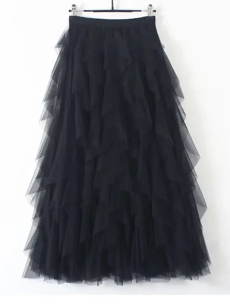 Black tulle pleated skirt skirt for elegant evening outfits