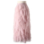 Women's pink tulle pleated skirt skirt for elegant occasions