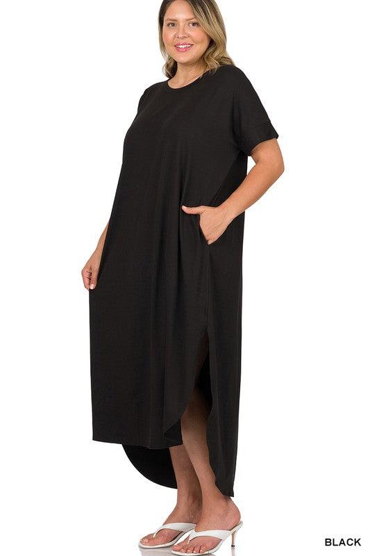Women's Dresses Plus Brushed Dty Short Sleeve Maxi Dress