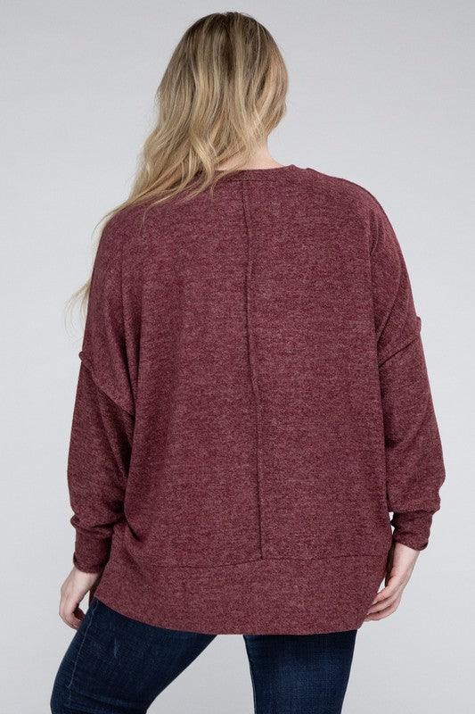 Women's Sweaters Plus Brushed Melange Drop Shoulder Sweater