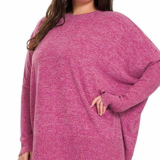 Women's Sweaters Plus Brushed Melange Hacci Oversized Sweater