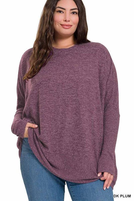 Women's Sweaters Plus Brushed Melange Hacci Oversized Sweater