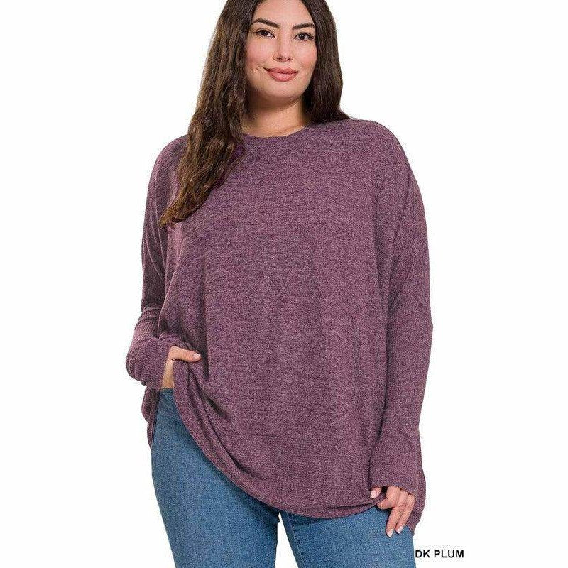 Plus Brushed Melange Hacci Oversized Sweater - VacationGrabs