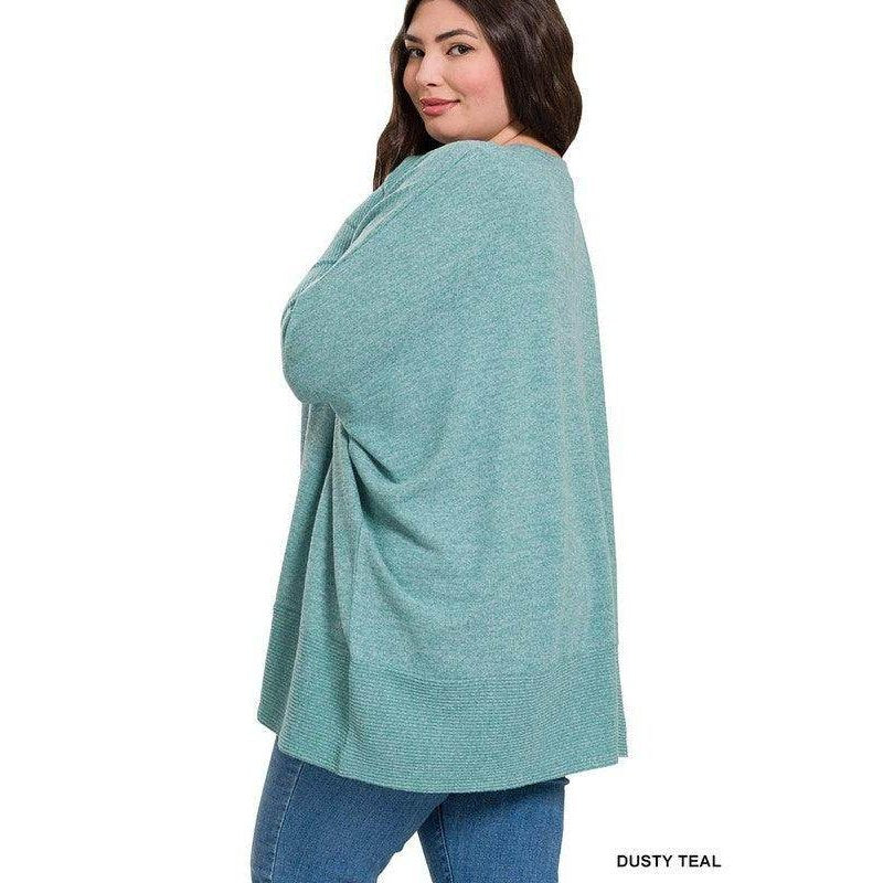 Plus Brushed Melange Hacci Oversized Sweater - VacationGrabs