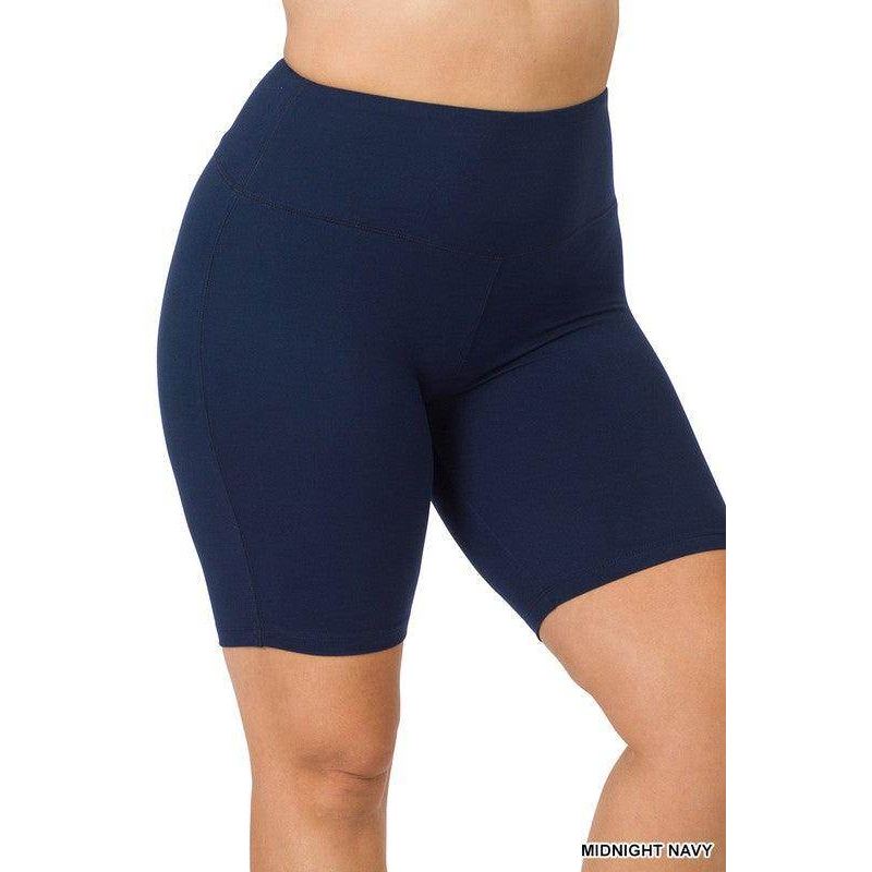 Plus Brushed Wide Waistband Biker Shorts - VacationGrabs