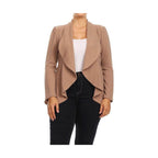 Plus Casual Solid open front jacket blazer - VacationGrabs