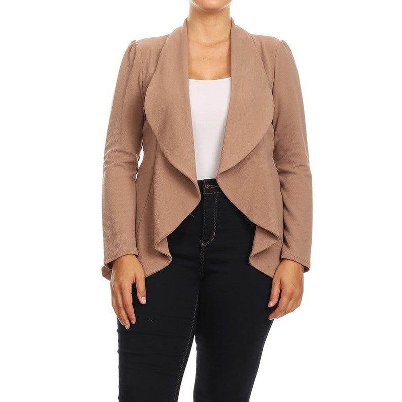 Plus Casual Solid open front jacket blazer - VacationGrabs