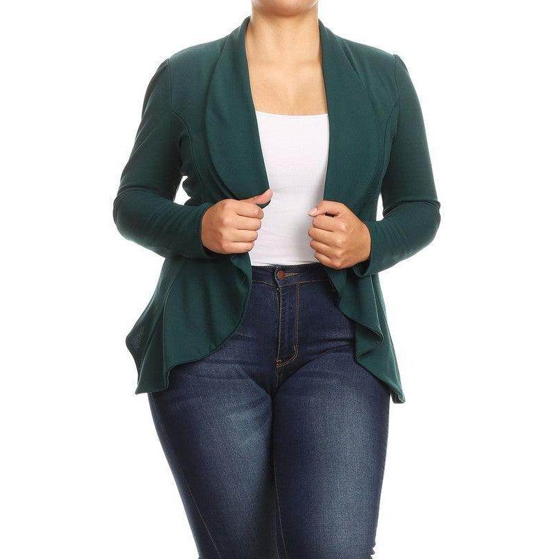 Plus Casual Solid open front jacket blazer - VacationGrabs