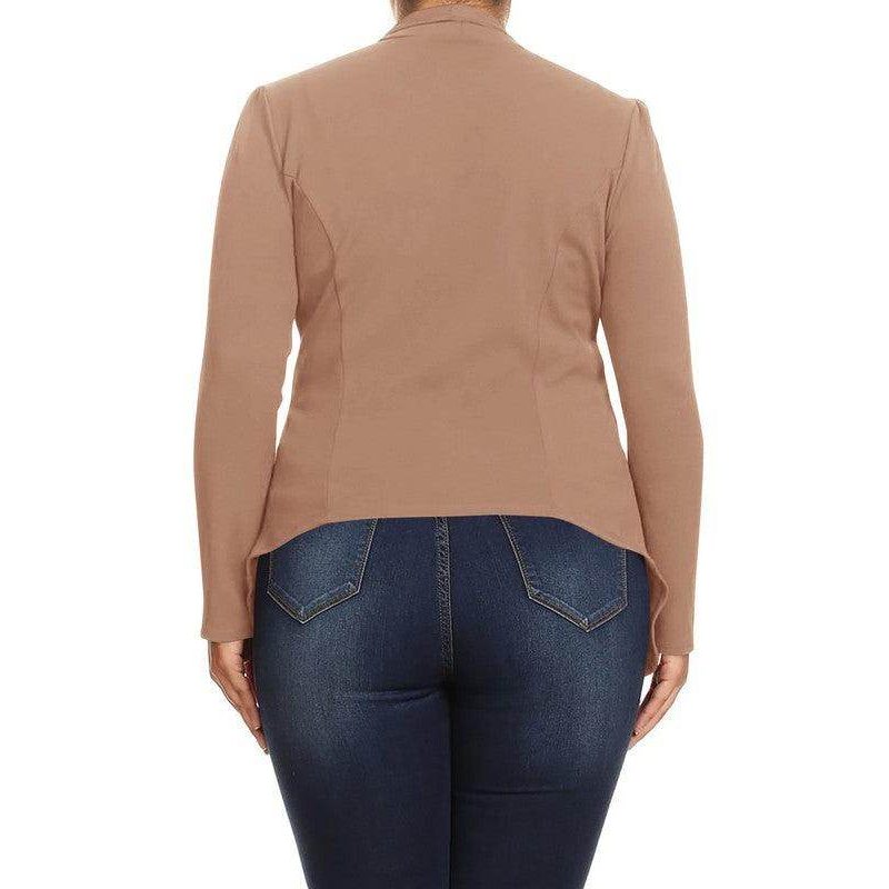 Plus Casual Solid open front jacket blazer - VacationGrabs