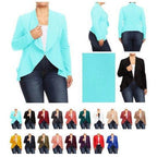 Plus Casual Solid open front jacket blazer - VacationGrabs