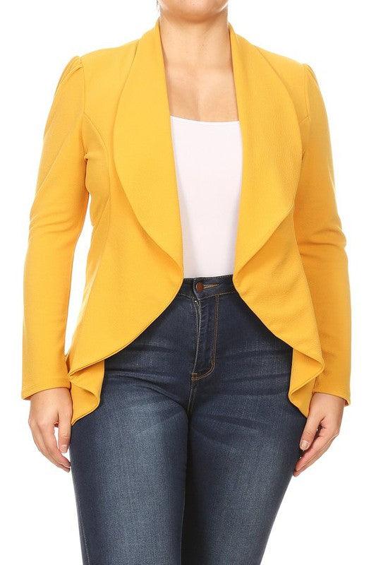 Women's Blazers Plus Casual Solid open front jacket blazer