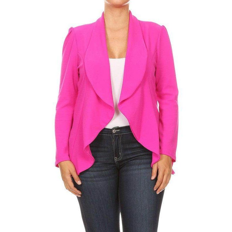 Plus Casual Solid open front jacket blazer - VacationGrabs