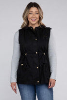 Women's Coats & Jackets Plus Drawstring Waist Military Hoodie Vest