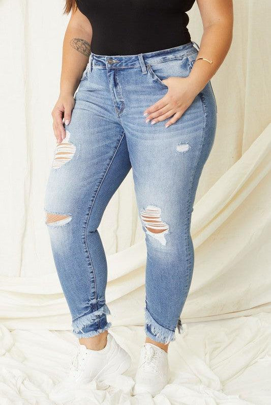 Women's Jeans Plus Mid Rise Ankle Skinny Jeans