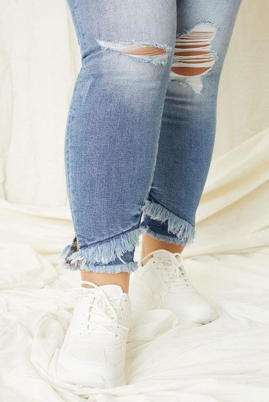 Women's Jeans Plus Mid Rise Ankle Skinny Jeans