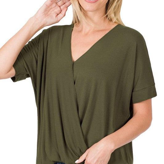 Women's Shirts Plus Rayon Span Crepe Layered-Look Top