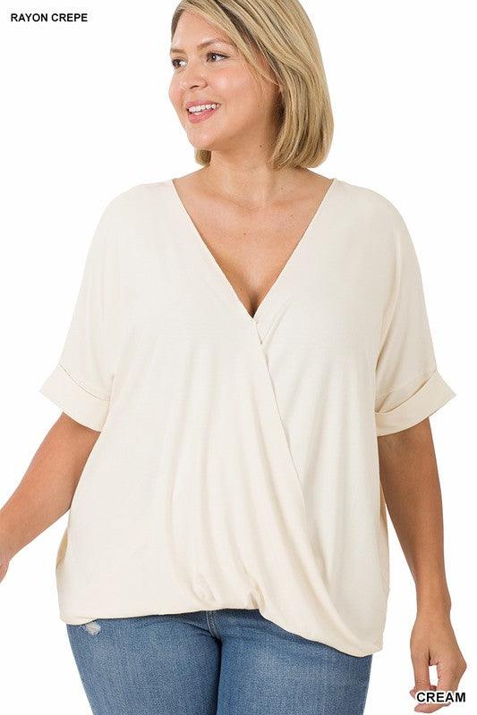 Women's Shirts Plus Rayon Span Crepe Layered-Look Top