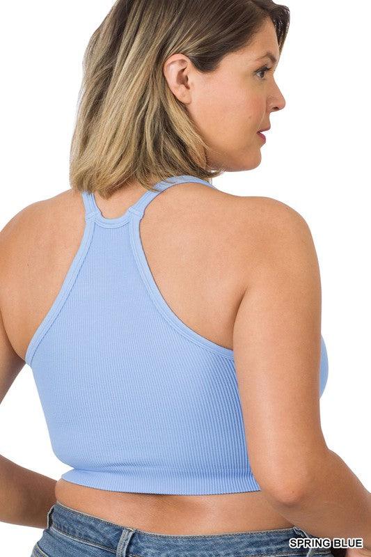 Women's Shirts - Cropped Tops Plus Ribbed Seamless Cami Top