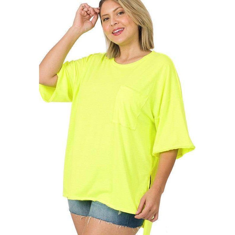 Plus Row Edge High-Low Hem Box Top - VacationGrabs