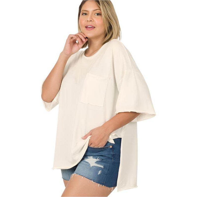Plus Row Edge High-Low Hem Box Top - VacationGrabs