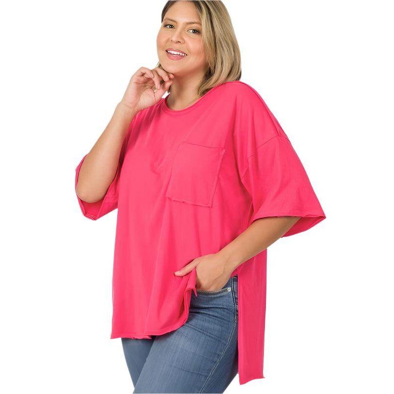 Plus Row Edge High-Low Hem Box Top - VacationGrabs