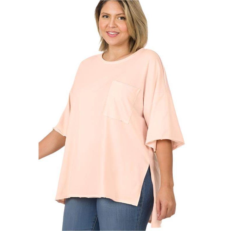 Plus Row Edge High-Low Hem Box Top - VacationGrabs