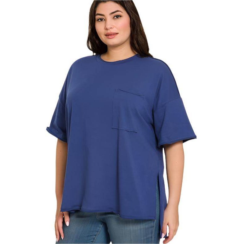 Plus Row Edge High-Low Hem Box Top - VacationGrabs