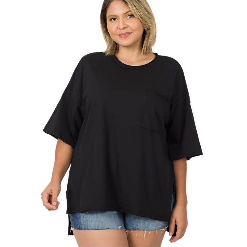 Plus Row Edge High-Low Hem Box Top - VacationGrabs