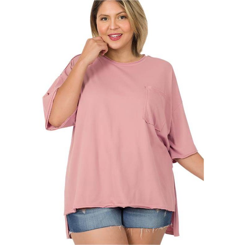 Plus Row Edge High-Low Hem Box Top - VacationGrabs