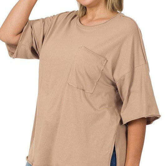 Women's Shirts Plus Row Edge High-Low Hem Box Top