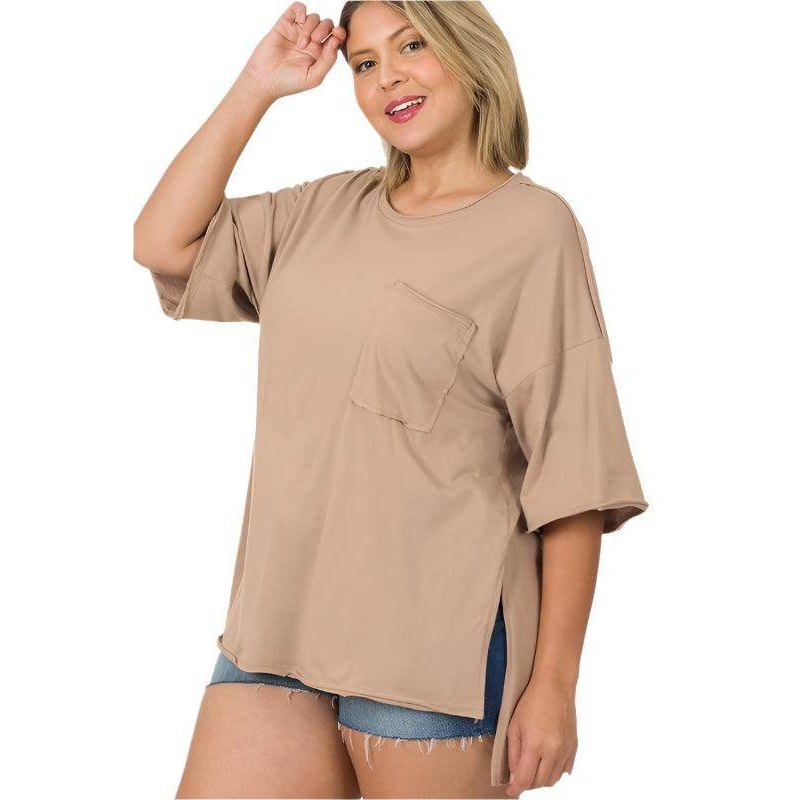 Plus Row Edge High-Low Hem Box Top - VacationGrabs